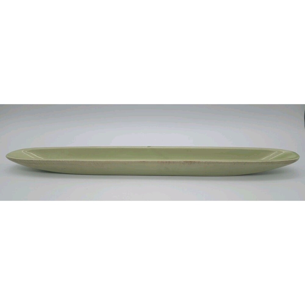 Vtg HAND PAINTED CERAMICHE TOSCANE ITALY GREEN OLIVE BOAT DISH OR TRAY